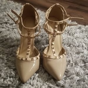 Nude Studded Heels